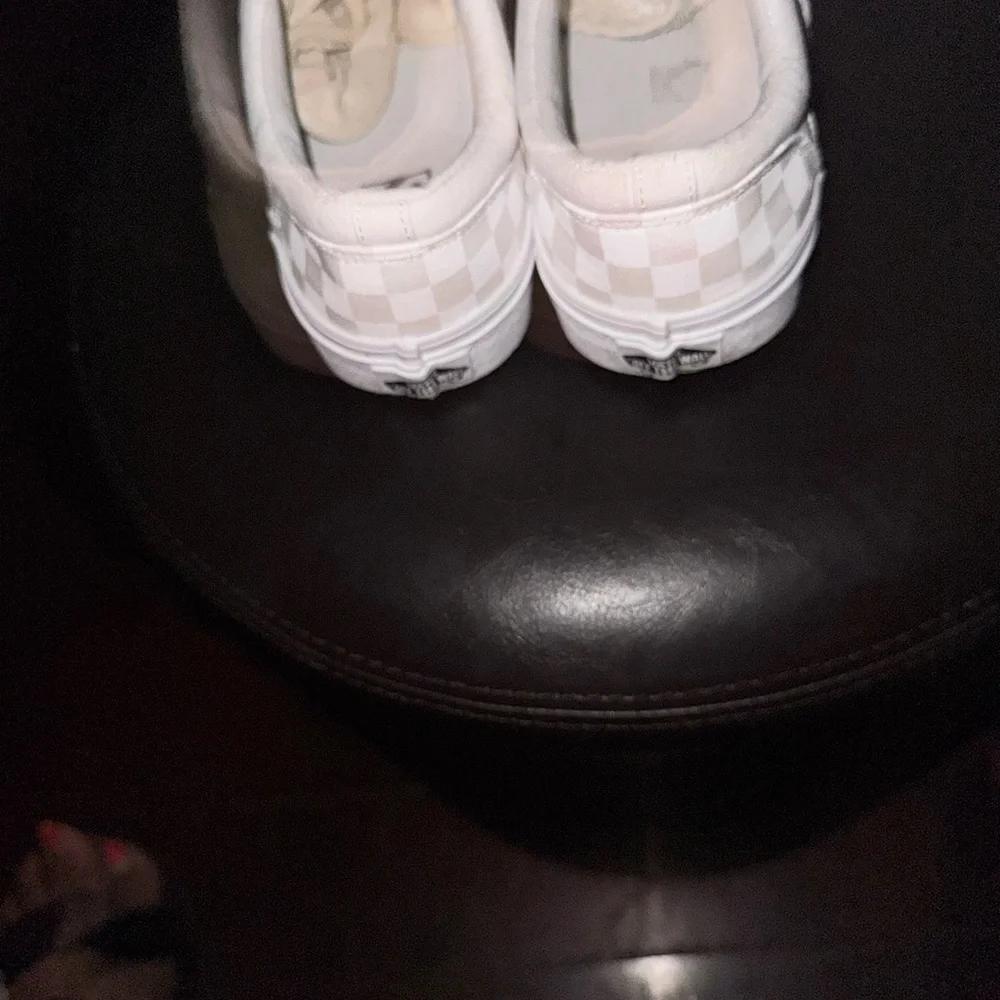 Vans White and Gray Checkered Athletic Shoes - Picture 3 of 6